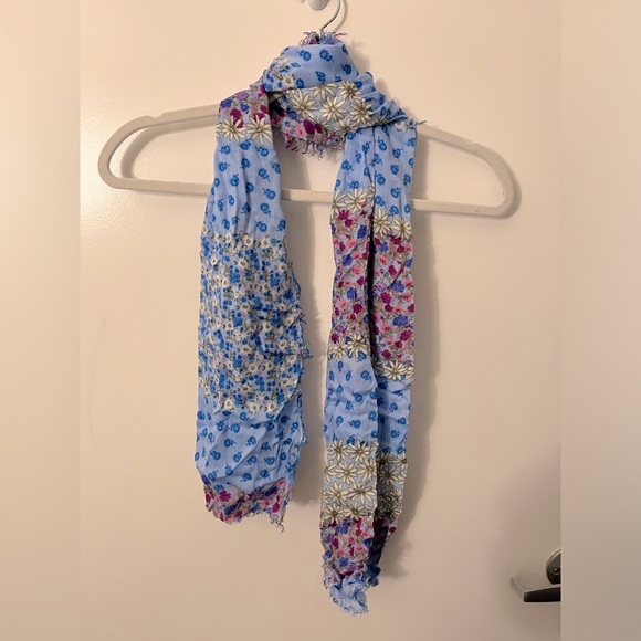 Blue Floral Scarf - Picture 1 of 5